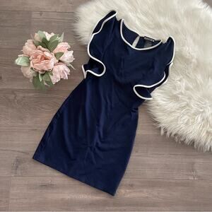 ASOS Paper Doll Navy Ruffle Sleeve Bodycon Stretch Dress S